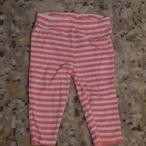 Striped Pink and White Baby Leggings